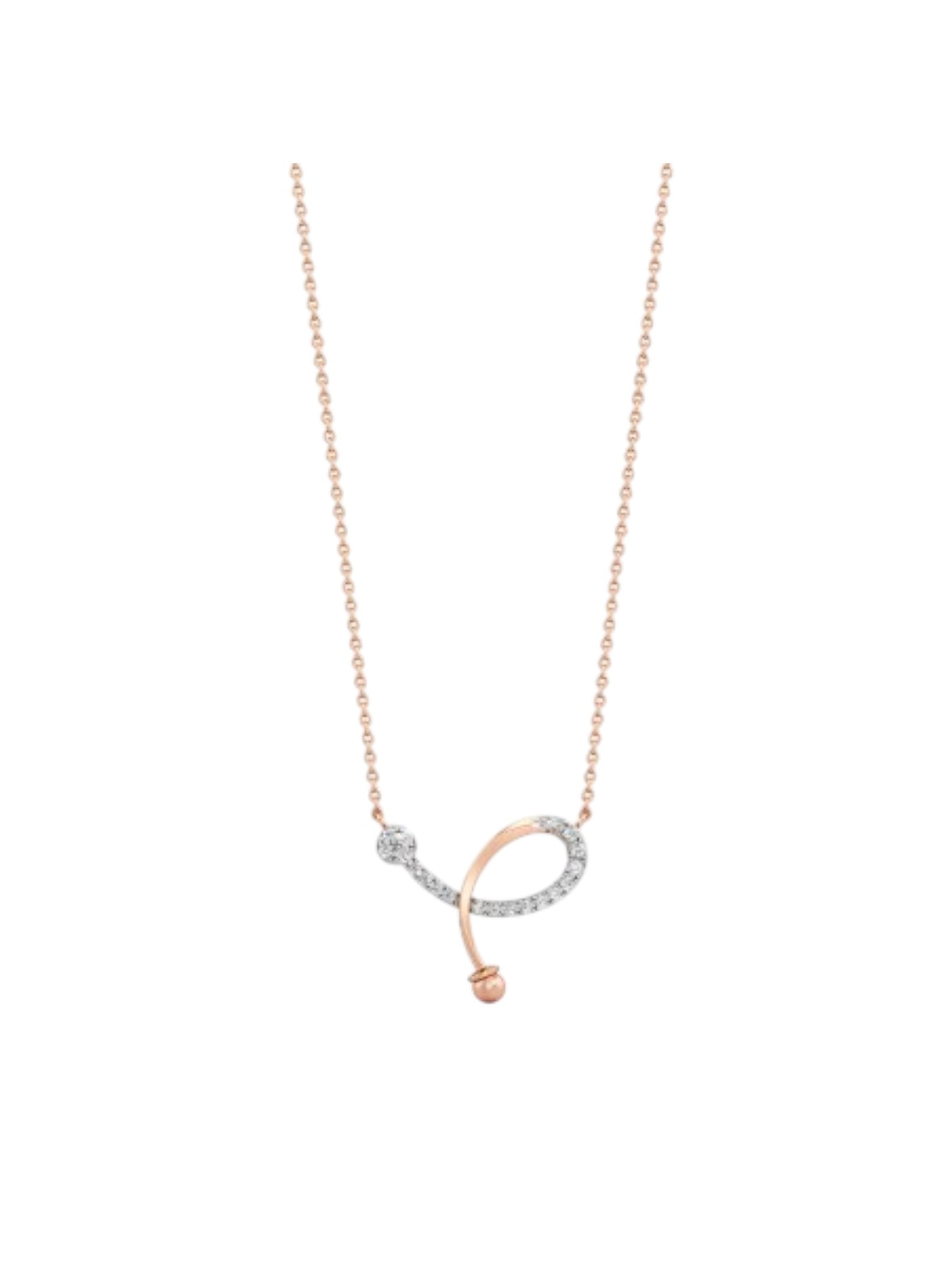 Minimal Twisted Design 925 Sterling Silver CZ Stones Gold Plated Pendant With Chain For Women By Kesardeep